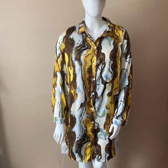 NWT- Fashion Nova Satin Shirt Dress - Size 1X - Picture 10 of 17